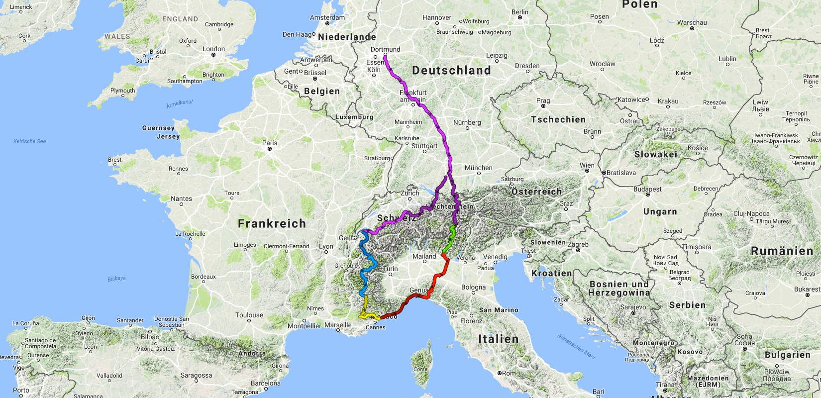 Unsere geplante Alpen Tour